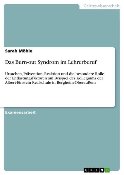 Produktbild: Das Burn-out Syndrom im Lehrerberuf