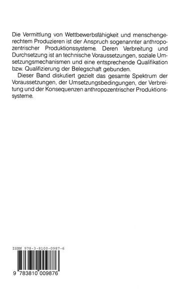 Produktbild: Anthropozentrische Produktionssysteme
