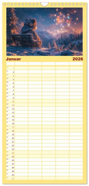 Produktbild: Familienplaner 2026 - Abenteuer eines Taddyb&auml;ren mit 5 Spalten (Wandkalender, 21 x 45 cm) CALVENDO