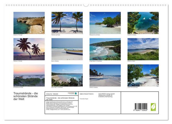 Produktbild: Traumstr&auml;nde - die sch&ouml;nsten Str&auml;nde der Welt (hochwertiger Premium Wandkalender 2026 DIN A2 quer), Kunstdruck in Hochglanz