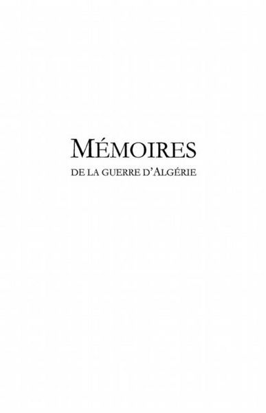 Produktbild: Memoires de la guerre d'Algerie