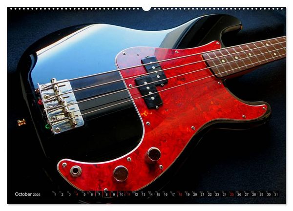 Produktbild: BASS GUITARS put into the spotlight (High Quality Premium Wall Calendar 2026 DIN A2 landscape),CALVENDO 12 Month Wall Calendar