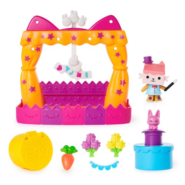 Produktbild: Gabby's Dollhouse, Balkon-Spielset Baby Box Talentwettbewerb, 8-teiliges Set mit Katzenfigur und Zubehörteilen