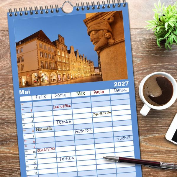 Produktbild: Familienplaner 2027 - Magisches M&uuml;nster mit 5 Spalten (Wandkalender, 21 x 45 cm) CALVENDO