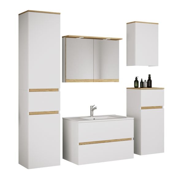 Produktbild: 6 tlg. Badm&ouml;bel-Set mit Waschbecken Cosila-I 81 cm