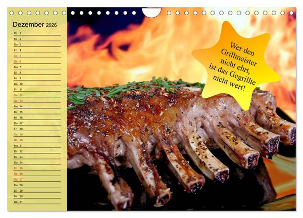 Produktbild: Auftragsgriller f&uuml;r effektive Fettverbrennung! Denn Grillsaison ist immer! (Wandkalender 2026 DIN A4 quer), CALVENDO Monatskalender
