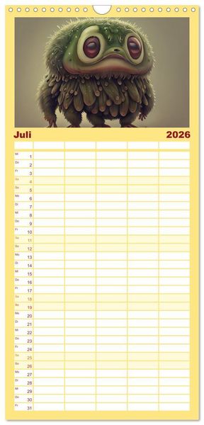 Produktbild: Familienplaner 2026 - Keine Angst vor Monstern mit 5 Spalten (Wandkalender, 21 x 45 cm) CALVENDO
