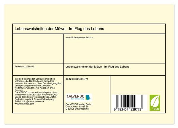 Produktbild: Lebensweisheiten der M&ouml;we - Im Flug des Lebens (Tischkalender 2026 DIN A5 quer), CALVENDO Monatskalender