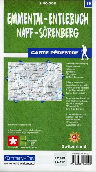 Produktbild: K&uuml;mmerly+Frey Wanderkarte 19 Emmental, Entlebuch 1:40.000