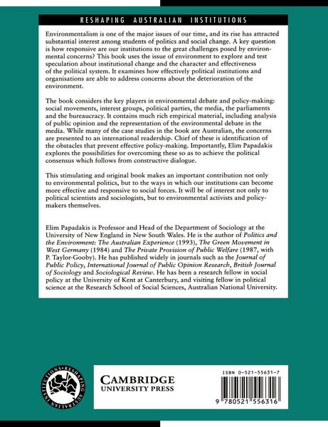 Produktbild: Environmental Politics and Institutional Change