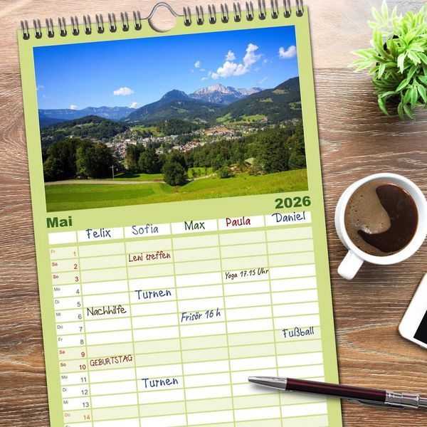 Produktbild: Familienplaner 2026 - Berchtesgadener Land mit 5 Spalten (Wandkalender, 21 x 45 cm) CALVENDO