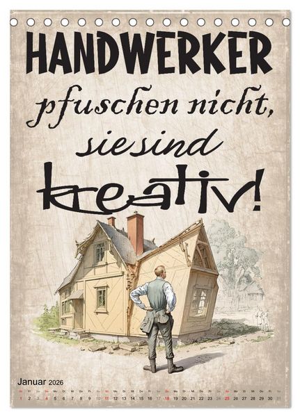 Produktbild: Handwerker Spr&uuml;che (Tischkalender 2026 DIN A5 hoch), CALVENDO Monatskalender