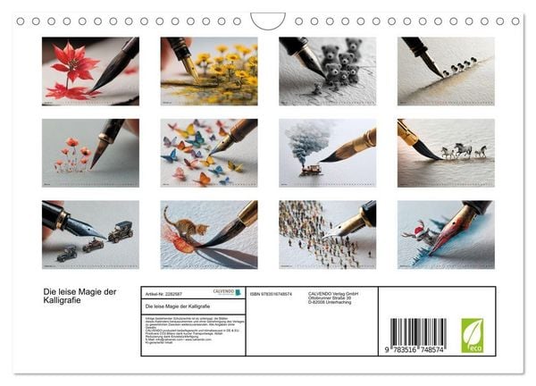 Produktbild: Die leise Magie der Kalligrafie (Wandkalender 2026 DIN A4 quer), CALVENDO Monatskalender