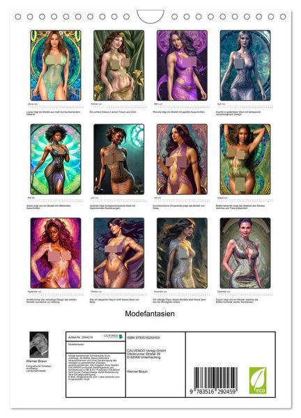 Produktbild: Modefantasien (Wandkalender 2026 DIN A4 hoch), CALVENDO Monatskalender