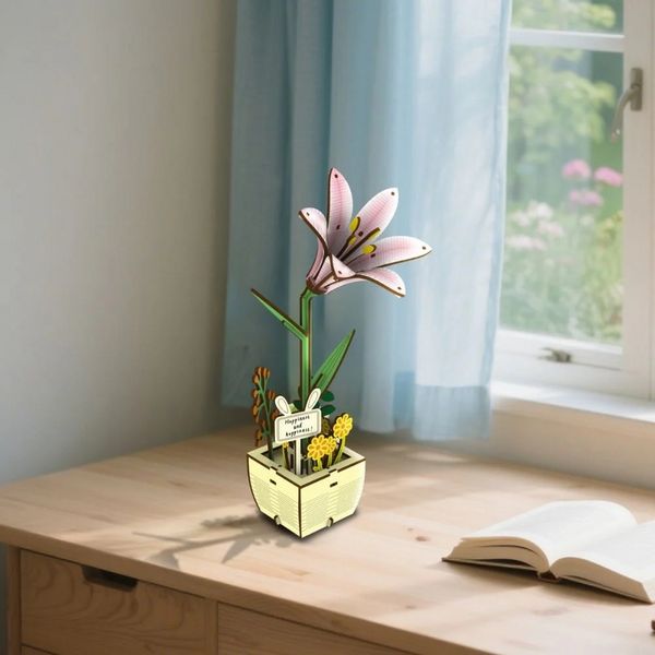 Produktbild: FiguredArt AL106 - Lilie, 3D Puzzle, Holz, 51 Teile, H&ouml;he: 22,5 cm