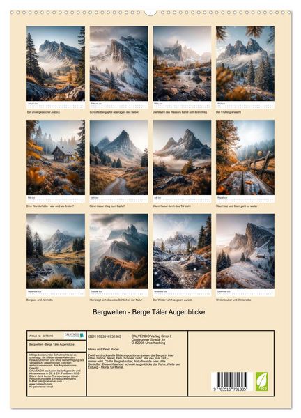 Produktbild: Bergwelten - Berge T&auml;ler Augenblicke (hochwertiger Premium Wandkalender 2026 DIN A2 hoch), Kunstdruck in Hochglanz