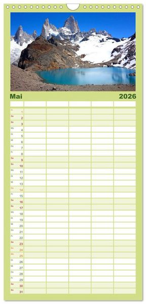 Produktbild: Familienplaner 2026 - S&uuml;damerika - Vom Reich der Inka bis nach Patagonien mit 5 Spalten (Wandkalender, 21 x 45 cm) CALVENDO