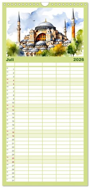 Produktbild: Familienplaner 2026 - T&uuml;rkei - Land auf zwei Kontinenten mit 5 Spalten (Wandkalender, 21 x 45 cm) CALVENDO