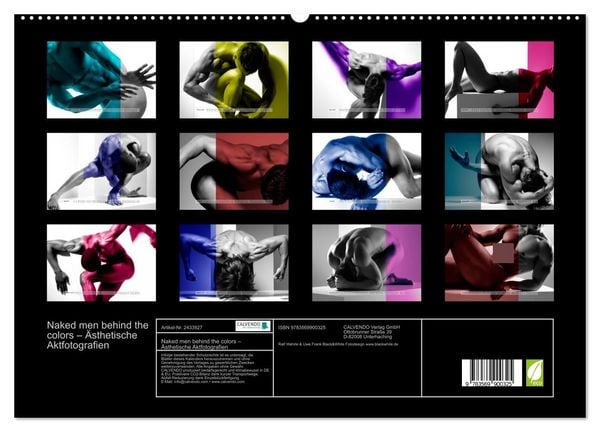 Produktbild: Naked men behind the colors &ndash; &Auml;sthetische Aktfotografien (hochwertiger Premium Wandkalender 2027 DIN A2 quer), Kunstdruck in Hochglanz