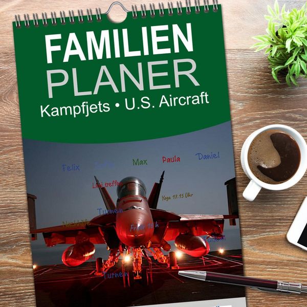 Produktbild: Familienplaner 2026 - Kampfjets &bull; U.S. Aircraft mit 5 Spalten (Wandkalender, 21 x 45 cm) CALVENDO