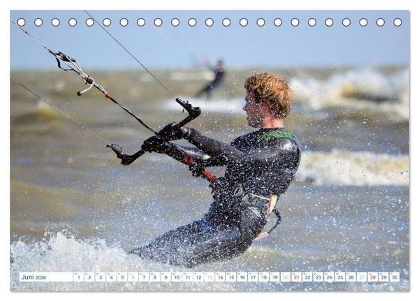 Produktbild: Kitesurfen - Wind und Wellen (Tischkalender 2026 DIN A5 quer), CALVENDO Monatskalender