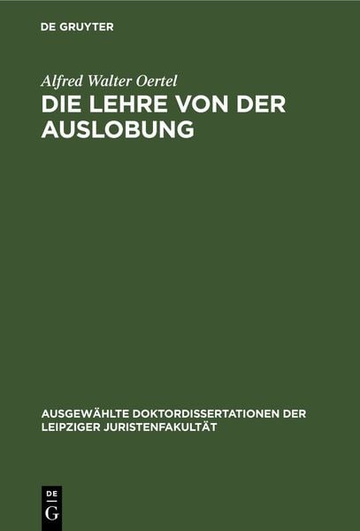 Produktbild: Die Lehre von der Auslobung