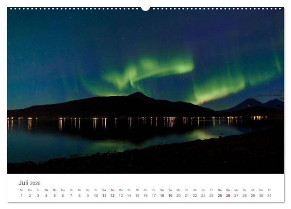 Produktbild: Nordlichter - Magische N&auml;chte in Skandinavien (hochwertiger Premium Wandkalender 2026 DIN A2 quer), Kunstdruck in Hochglanz