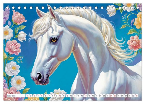 Produktbild: Lipizzaner. Kunstvolle Portr&auml;ts sch&ouml;ner Pferde (Tischkalender 2026 DIN A5 quer), CALVENDO Monatskalender