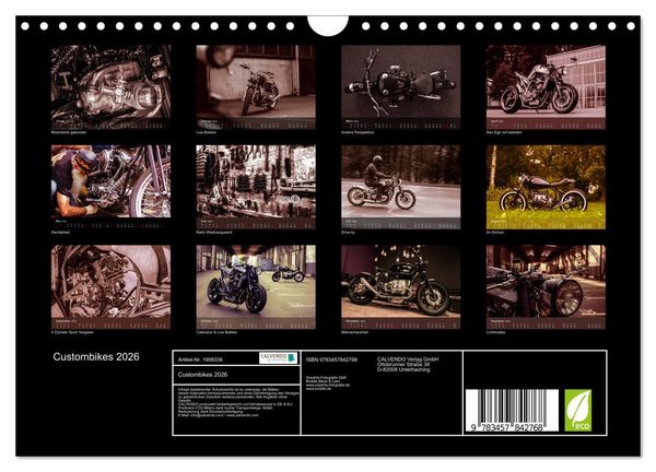 Produktbild: Custombikes 2026 (Wandkalender 2026 DIN A4 quer), CALVENDO Monatskalender