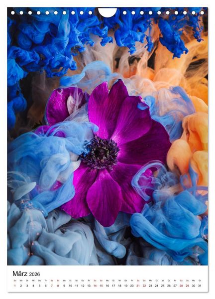 Produktbild: Spiel der Farben - Bl&uuml;ten unter Wasser mit Acrylfarben (Wandkalender 2026 DIN A4 hoch), CALVENDO Monatskalender