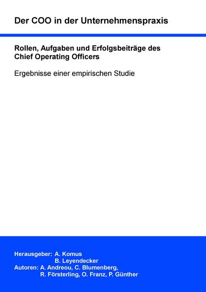 Produktbild: Der COO in der Unternehmenspraxis