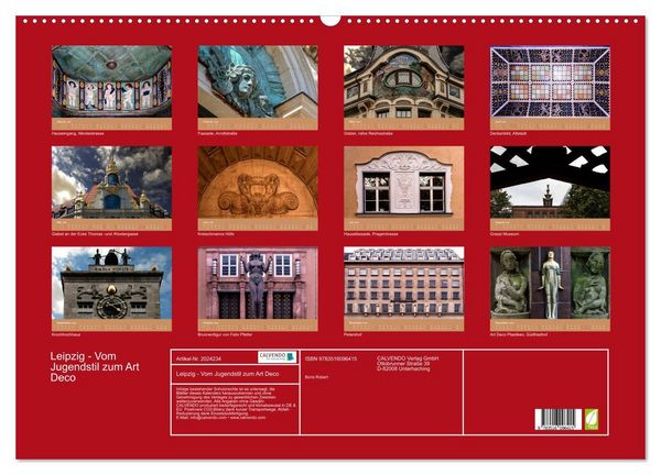 Produktbild: Leipzig - Vom Jugendstil zum Art Deco (Wandkalender 2026 DIN A2 quer), CALVENDO Monatskalender