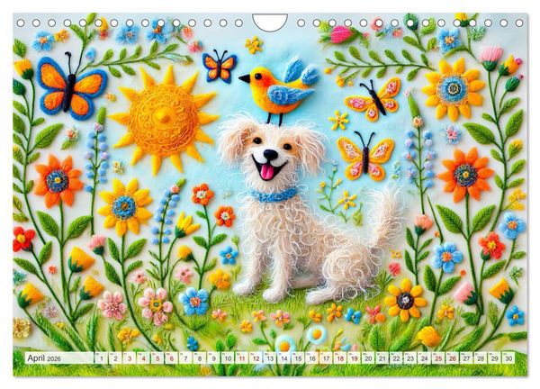 Produktbild: Niedliche Filzhunde - Liebevolle Ideen aus Filz und Wolle (Wandkalender 2026 DIN A4 quer), CALVENDO Monatskalender