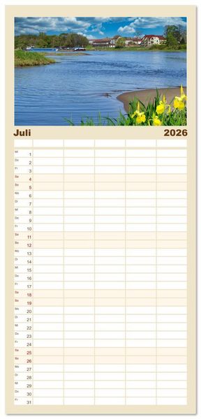 Produktbild: Familienplaner 2026 - Die malerische Elbe mit 5 Spalten (Wandkalender, 21 x 45 cm) CALVENDO