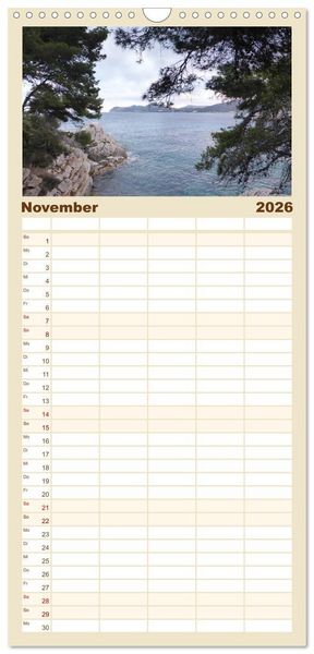 Produktbild: Familienplaner 2026 - Cala Ratjada mit 5 Spalten (Wandkalender, 21 x 45 cm) CALVENDO