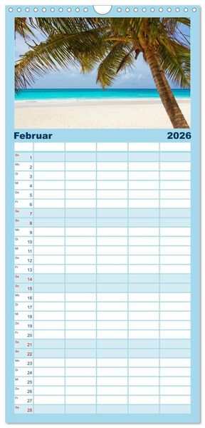Produktbild: Familienplaner 2026 - Traumstr&auml;nde in der Karibik mit 5 Spalten (Wandkalender, 21 x 45 cm) CALVENDO