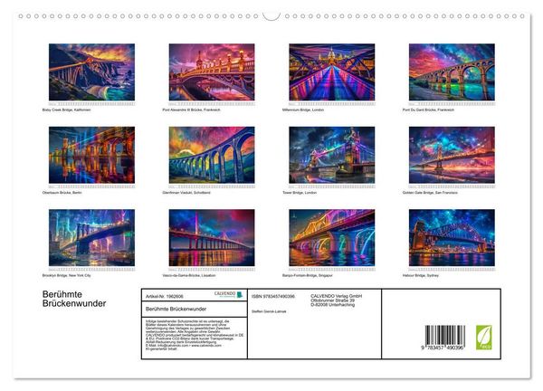 Produktbild: Ber&uuml;hmte Br&uuml;ckenwunder (hochwertiger Premium Wandkalender 2026 DIN A2 quer), Kunstdruck in Hochglanz