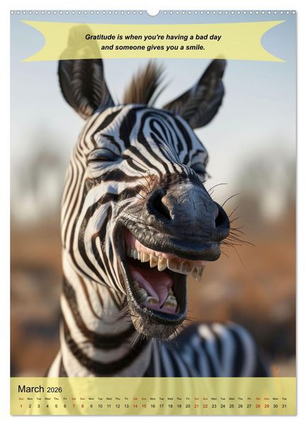 Produktbild: A year of greatfullness with funny animals (Wall Calendar 2026 DIN A2 portrait), CALVENDO 12 Month Wall Calendar
