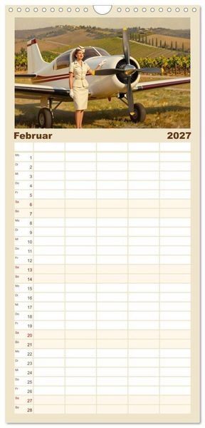 Produktbild: Familienplaner 2027 - Lack und Leinwand &ndash; Flieger mit 5 Spalten (Wandkalender, 21 x 45 cm) CALVENDO