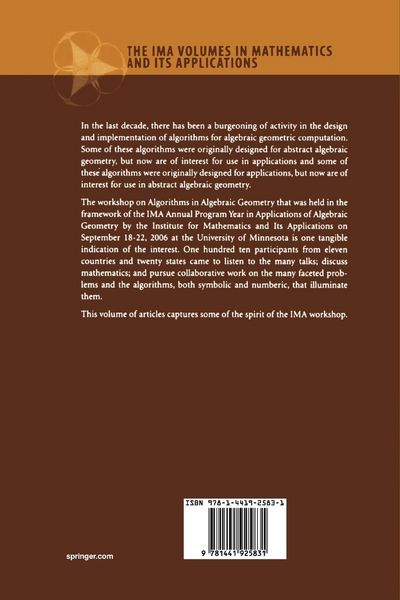 Produktbild: Algorithms in Algebraic Geometry