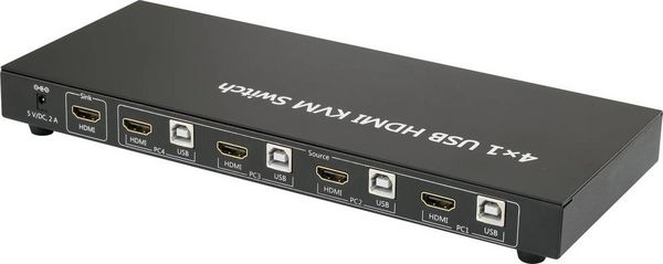 Produktbild: SpeaKa Professional 4 Port KVM-Umschalter HDMI USB 1920 x 1080 Pixel, 3840 x 2160 Pixel