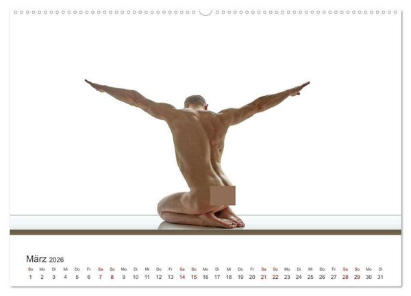 Produktbild: Form und Sinnlichkeit - minimalistische M&auml;nnerakte (hochwertiger Premium Wandkalender 2026 DIN A2 quer), Kunstdruck in Hochglanz