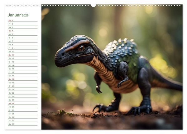 Produktbild: KI Dinosaurier - Herrscher der L&uuml;fte, Land und Meer (hochwertiger Premium Wandkalender 2026 DIN A2 quer), Kunstdruck in Hochglanz