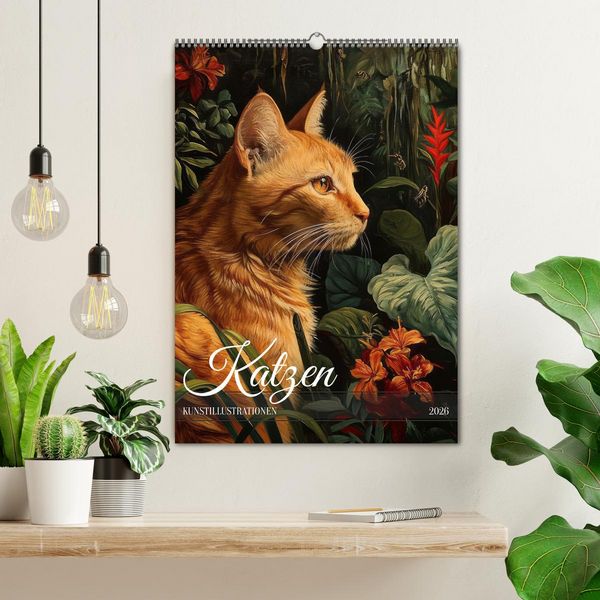 Produktbild: Katzen Kunstillustrationen (Wandkalender 2026 DIN A2 hoch), CALVENDO Monatskalender