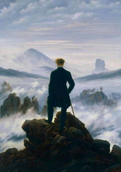 Produktbild: Caspar David Friedrich 'Der Wanderer &uuml;ber dem Nebelmeer' - Notizbuch A5 gepunktet - 100 Seiten 90g/m&sup2; - Soft Cover