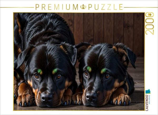 CALVENDO Puzzle Majestätische Rottweiler - Voller Kraft und Loyalität | 2000 Teile Lege-Größe 90x67cm Foto-Puzzle für glückliche Stunden