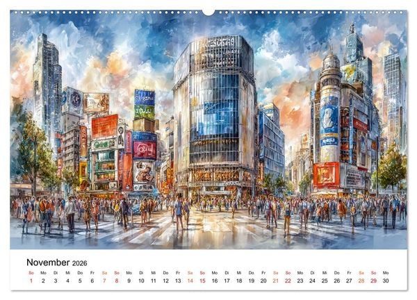 Produktbild: Stadtpoesie in sanften Farben (hochwertiger Premium Wandkalender 2026 DIN A2 quer), Kunstdruck in Hochglanz