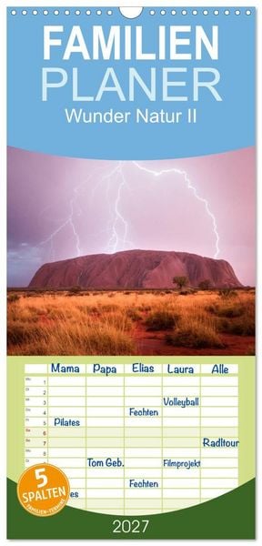 Produktbild: Familienplaner 2027 - Wunder Natur II mit 5 Spalten (Wandkalender, 21 x 45 cm) CALVENDO