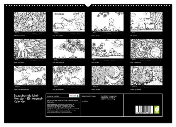Produktbild: Bezaubernde Mini-Monster - Ein Ausmal-Kalender (hochwertiger Premium Wandkalender 2026 DIN A2 quer), Kunstdruck in Hochglanz