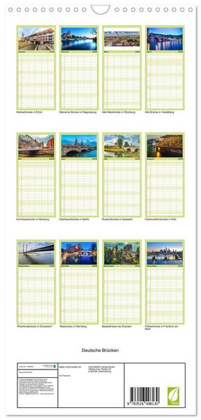 Produktbild: Familienplaner 2026 - Deutsche Br&uuml;cken mit 5 Spalten (Wandkalender, 21 x 45 cm) CALVENDO